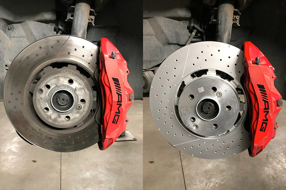 AMG Bremsscheibe Vorher-Nachher Vergleich - Professionelle Aufbereitung in Zellingen
